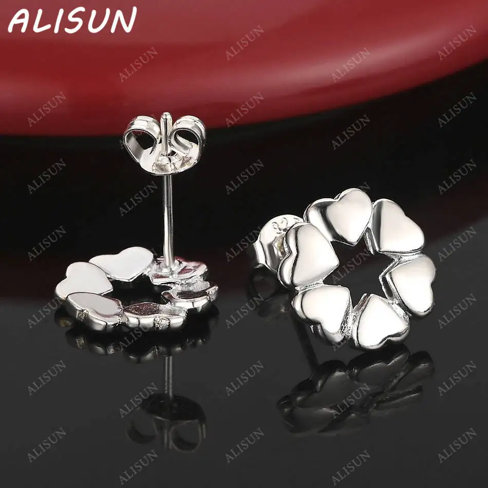 

ALISUN 925 Sterling Silver Heart Flower Earrings Stud Earrings For Women Anniversary Gift Popular Wild Fashion Romantic Jewelry