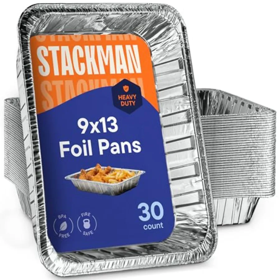 

Aluminum Disposable Aluminum Foil [30Pack] Large Baking Pan Trays Heavy Duty Tin Tray Half Size Chafing Dishes. Food Containers