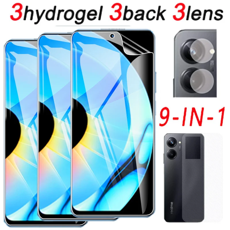 

realme c 53,realme 11 pro plus Back+Lens+Hydrogel film for Realme 10 Pro HD proyector realme 10 pro plus anti-scatch screen protector realme c55 clear hidrogel protector realme 10 4g dustproof film realme-10-pro