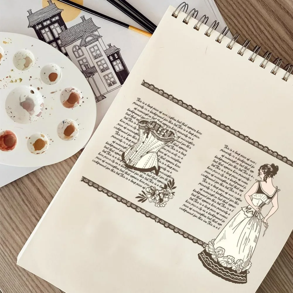 Vintage Corset Lady Clear Stamps for DIY Scrapbooking Retro Lace Border Silicone Clear Stamp Seals Transparent Stamps for Cards