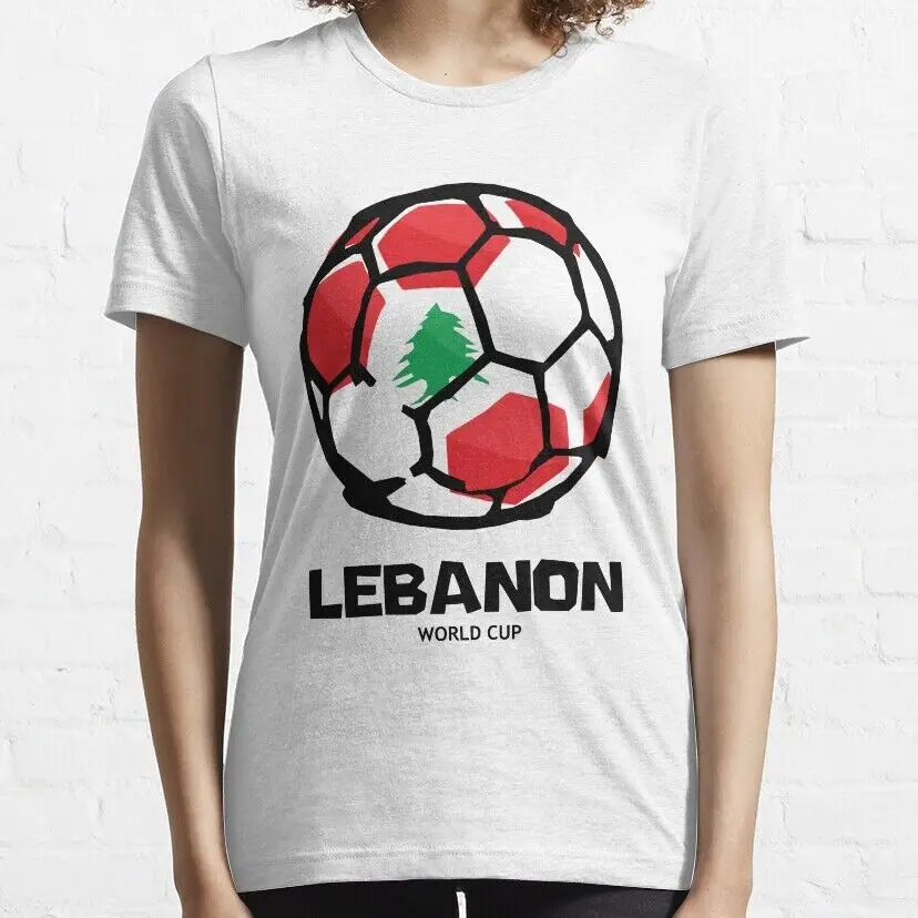 Lebanon Football Country Flag Essential    Unisex summer T-shirt Cotton fashion couple clothes