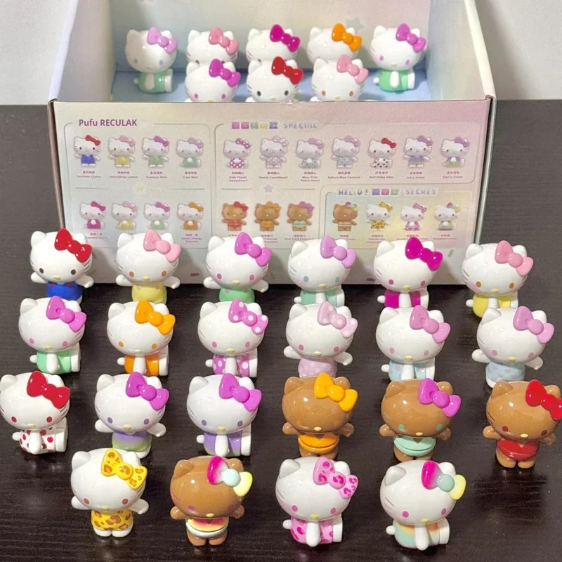 Nuovo Hello Kitty Summer Rainbow Candy Series Blind Box Mini Kawaii Action Figures Decor Borse a sorpresa Ornamenti Regali da collezione