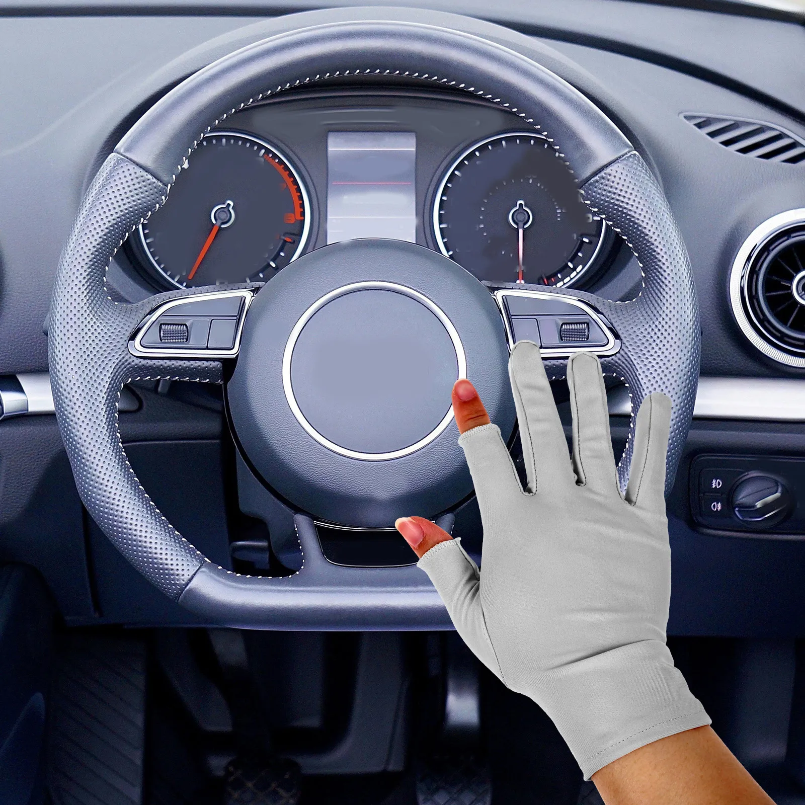 

1 Pair Half Finger Uv Protection For Women Sun Blocking Driving Cycling Gloves Summer Outdoor Sport Gloves Antislip Design