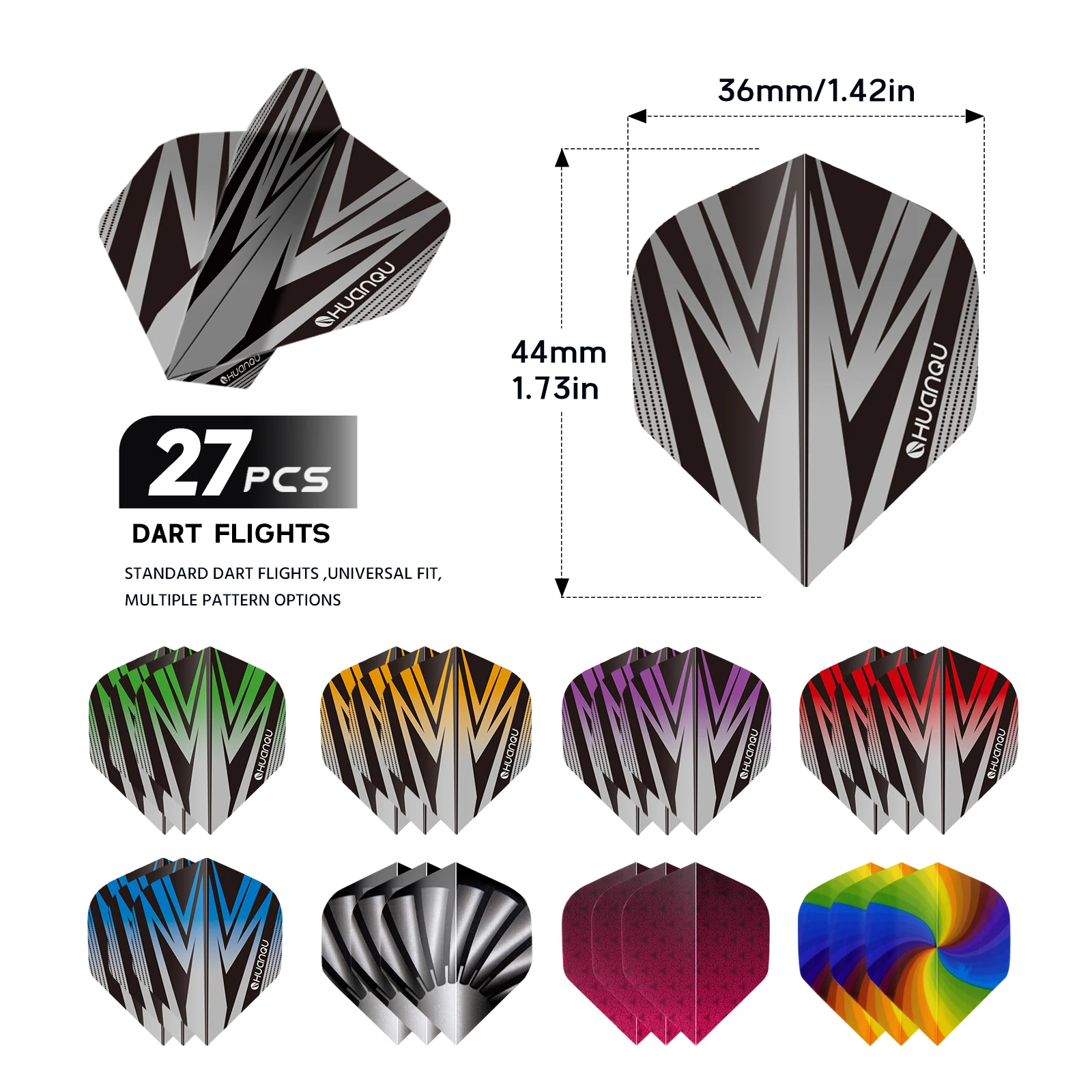 Huanqu 104-Piece Dart Accessories Set, 27 Standard Dart Flights + 27 2Ba Universal Dart Shafts + 50 Spring Anti-Loosening Rings, Dart Replacement Accessories Kit, Suitable for Soft Dart and Hard Dart Training and Competition