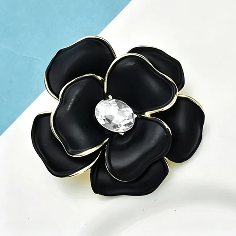Wuli&baby Classical Camellia Flower Brooches For Women Unisex 2-color Enamel Beautiful Flowers Plants Party Office Brooch Pins