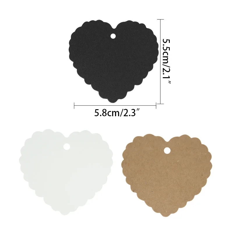 Etiquetas de papel Kraft en forma de corazón de amor, etiquetas de papel de regalo para manualidades DIY, Decoración de cumpleaños, boda, regalos