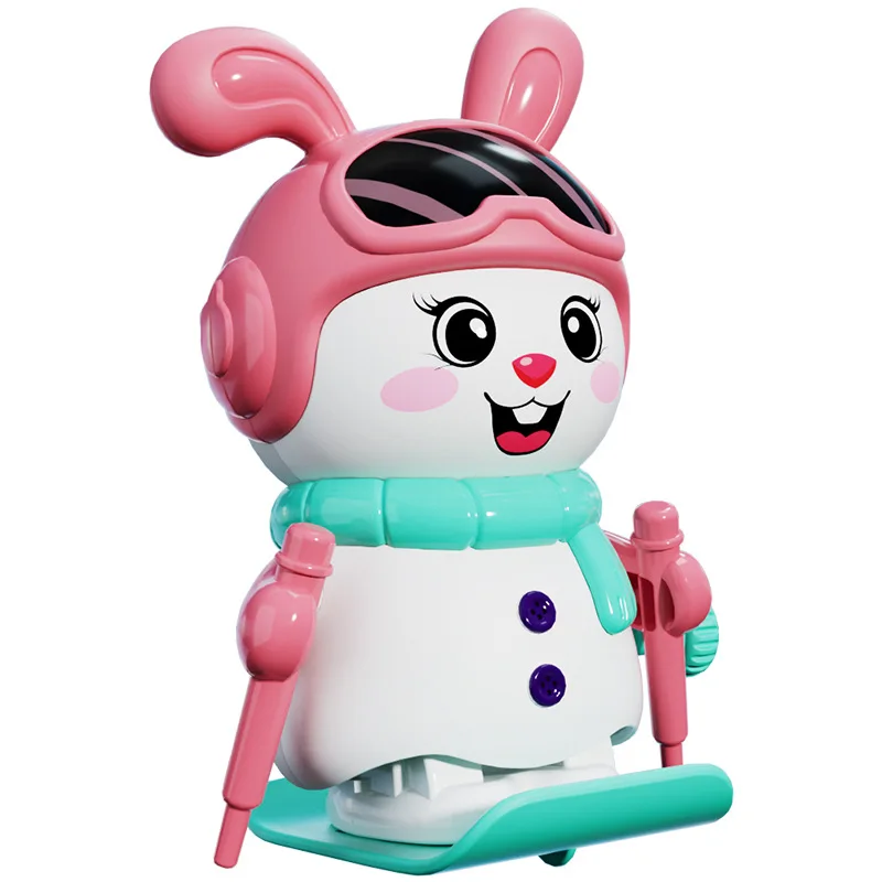 Brinquedos de relógio infantil de coelho de esqui, brinquedos de relógio mecânico de animal pequeno enrolado para bebês infantis