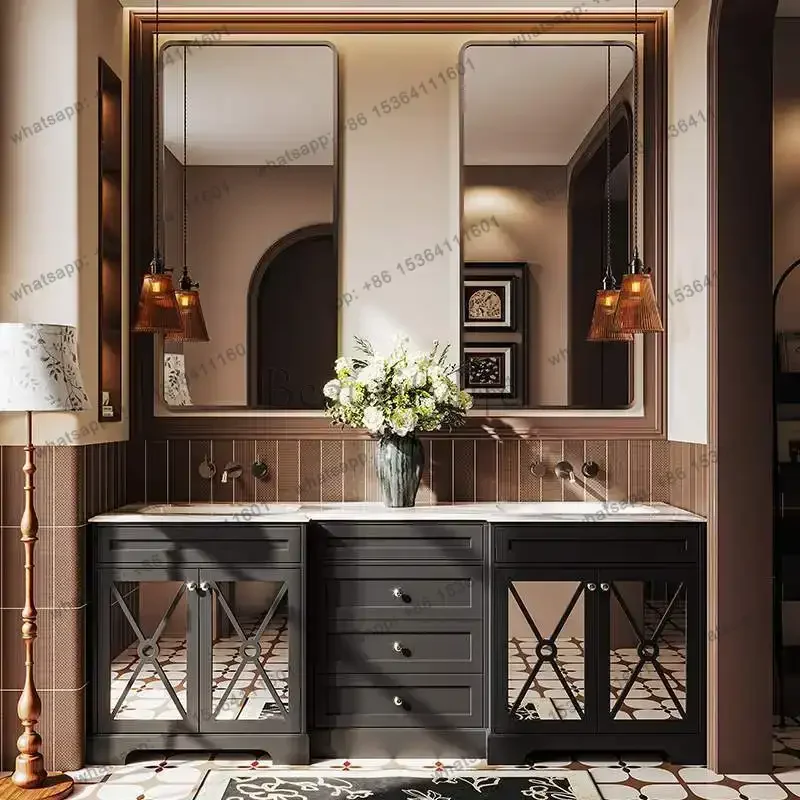 Drawers Wooden Bathroom Cabinets Mirror Clear Space Saver Bathroom Storage Cabinets Luxury Meuble