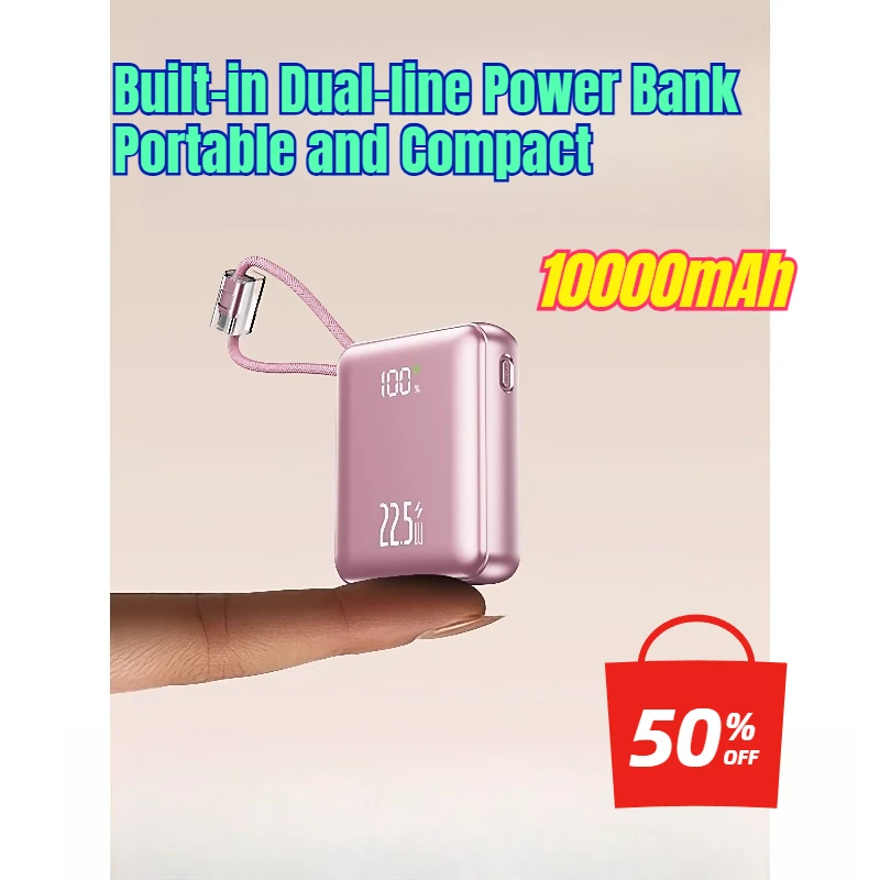 

10000mAh Built-in Dual-line Power Bank Portable and Compact