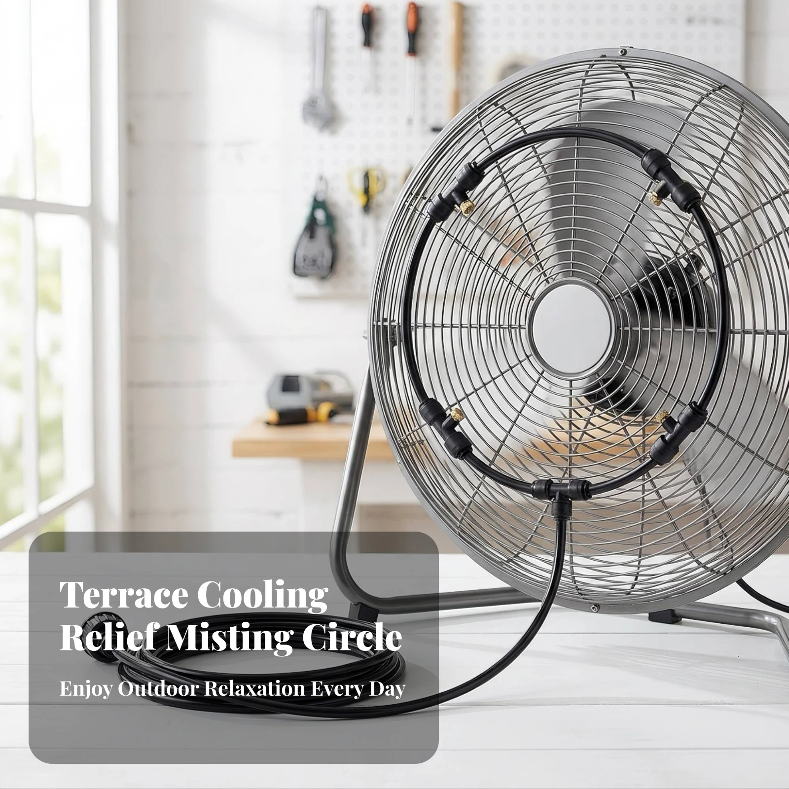 Fan Misting Loop Adjustable Misting Fan Loop Ultrafine Detachable for Patio, Garden
