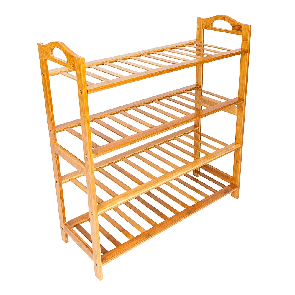 4-Tier Bamboo Shoe Rack – Multi-Purpose Storage Shelves for Entryway, Hallway, or Closet