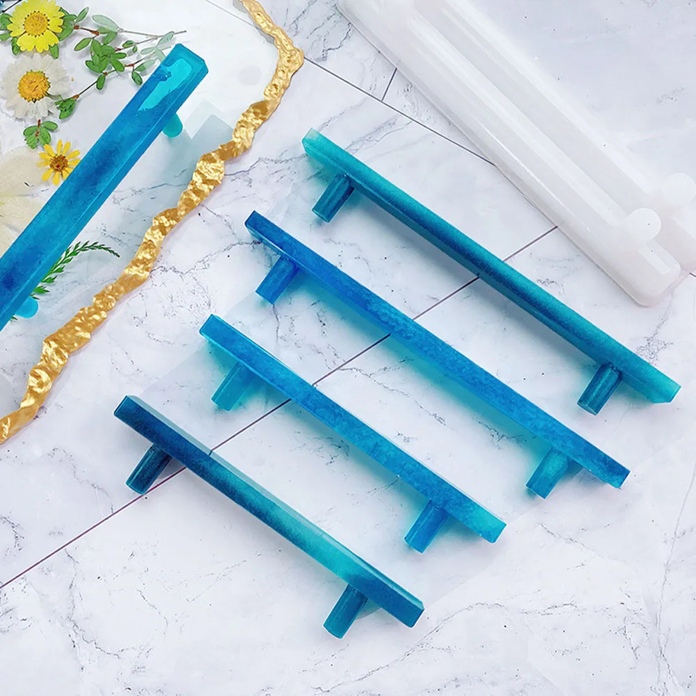 

2pcs Silicone Mold Handle Molds for Epoxy Resin Diy Serving Accessories Short Long Versions Fruit Tray Decorative Tea Tray