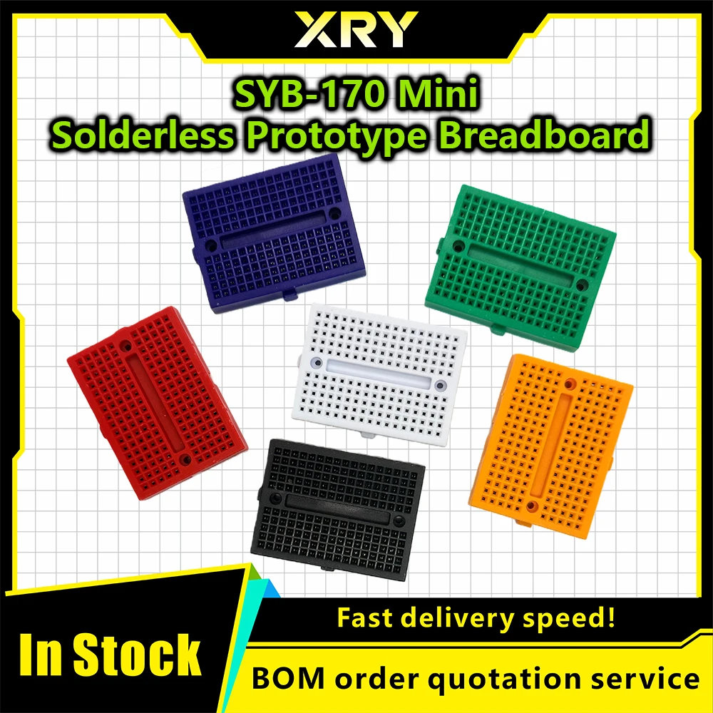 XRY 1-2PCS  SYB-170 Mini Solderless Prototype Breadboard 170 Tie-points 35*47*8.5mm for Diy Kit Whit Blue Green Yellow Black Red