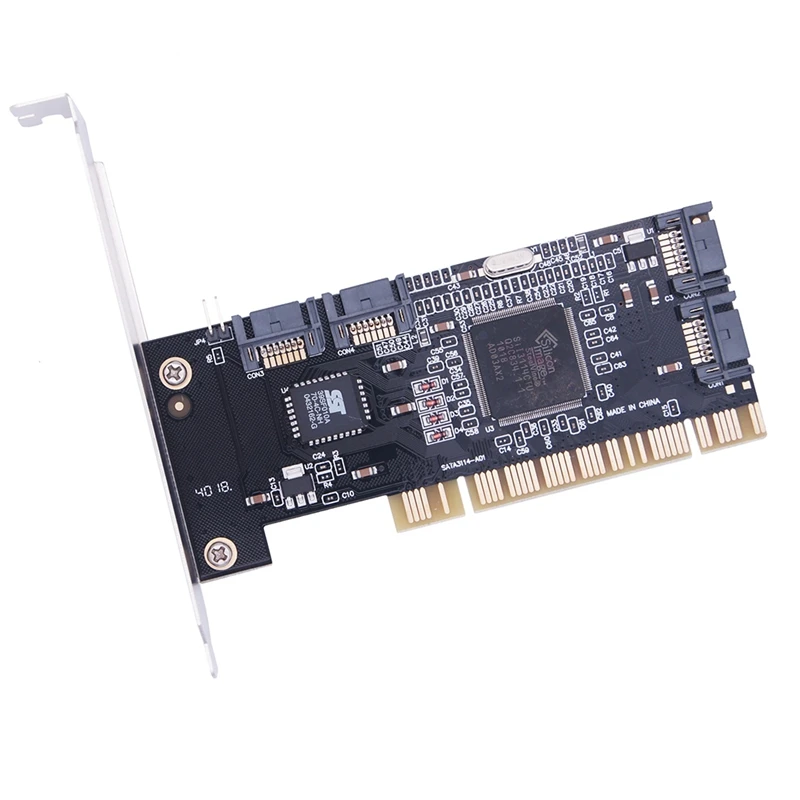 4 Ports PCI SATA Raid Controller Internal Expansion Card With Two Sata Cables, For Desktop PC,Support SATA Hard Drive