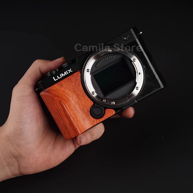 Solid wood portability Shake Non-slip Handle Part For Panasonic Lumix S9 camera grip Replacement accessories With 3M Tape