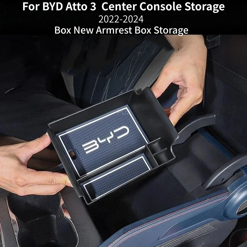 For BYD ATTO 3 Yuan Plus 2022 2023 2024 Car Center Console Organizer Armrest Storage Box Tray Container Pallet Accessories Parts