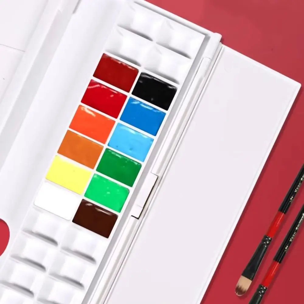 

Portable Foldable Watercolor Pigment Box 24 Grids Professional Watercolor Mixing Tray DIY Reusable Color Mixing Pallet Travel