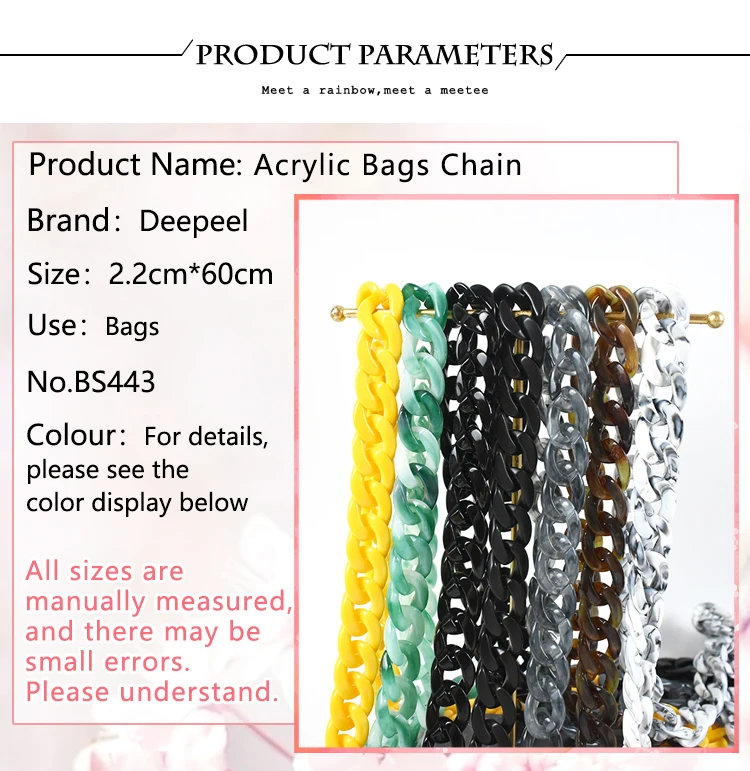 1/2Pcs Deepeel 60cm Acrylic Bag Strap Purse Resin Chain Detachable Lobster Clasps for Handbag Handle DIY  Making Accessories