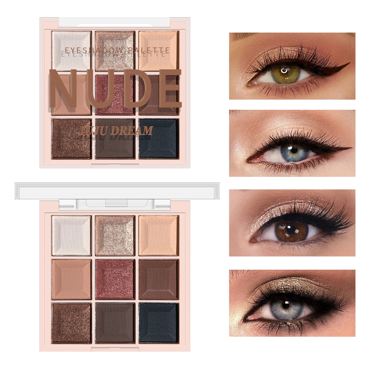 JUJU DREAM 9-Color Eyeshadow Palette, Matte & Shimmer Finish, Soft Milk Tea Tones, Compact & Easy for Daily Student Makeup gallery 5