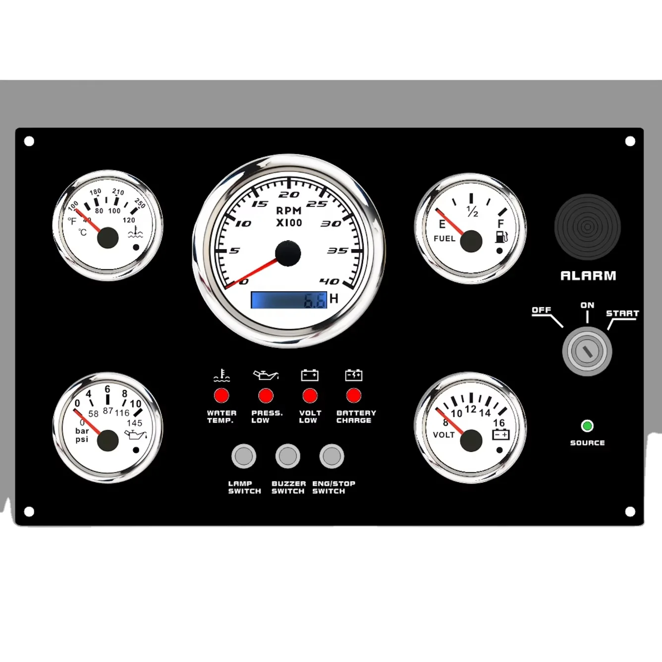 2026 Cheap DC12V/24V Engine Instrument Gauge Meter Panel for Car Marine Boats With 3 Sensors