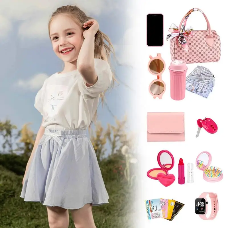 Toddler Play Purse For Kids Pretend Play Toddler Purse Girls Princess Dress-Up Role Playing Games For Young Children Aged 3-6