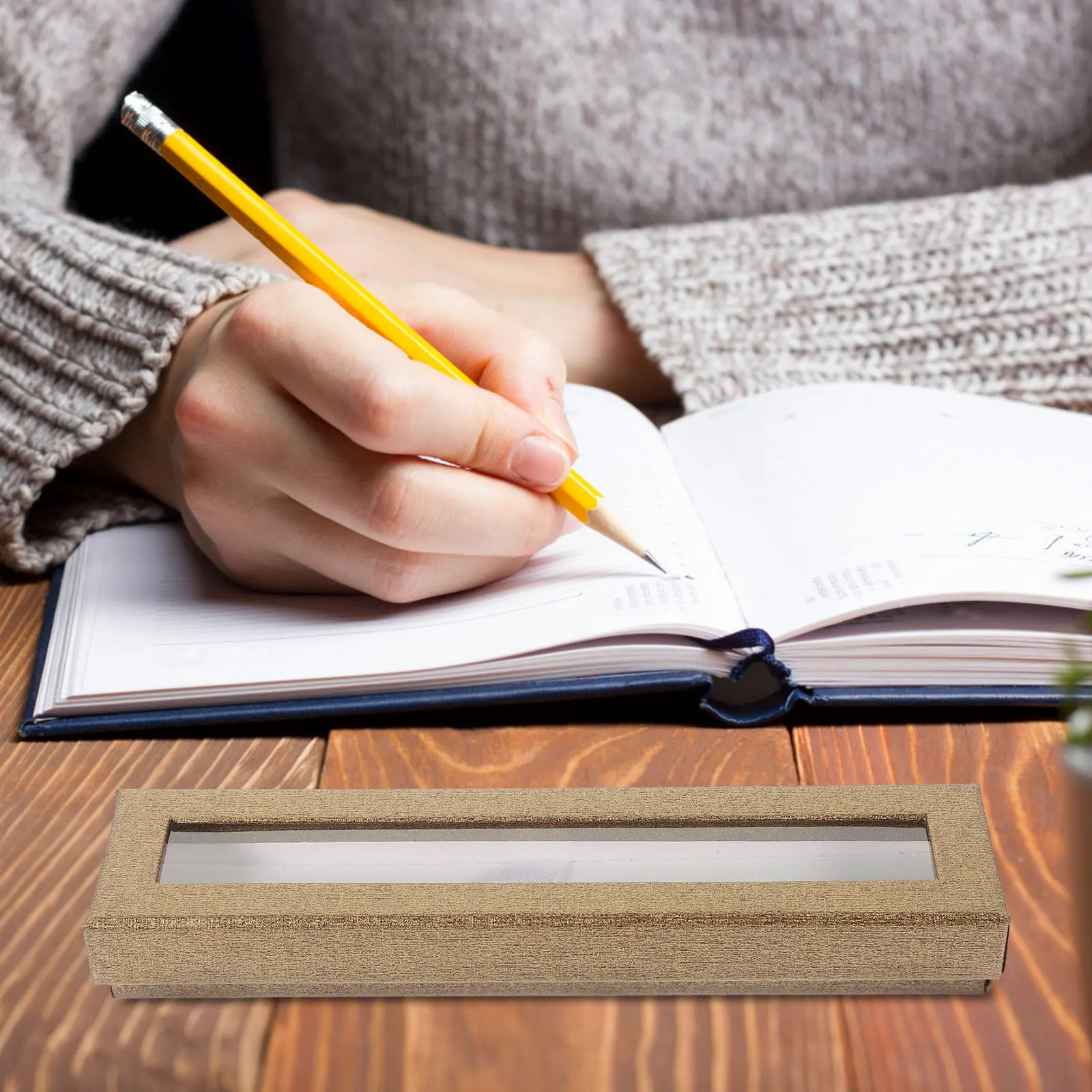 

5Pcs Pen Gift Box Clear Window Paper Case Organizer Pencil Ballpoint Storage Pen Boxes Gift Empty Box Pencil Holder