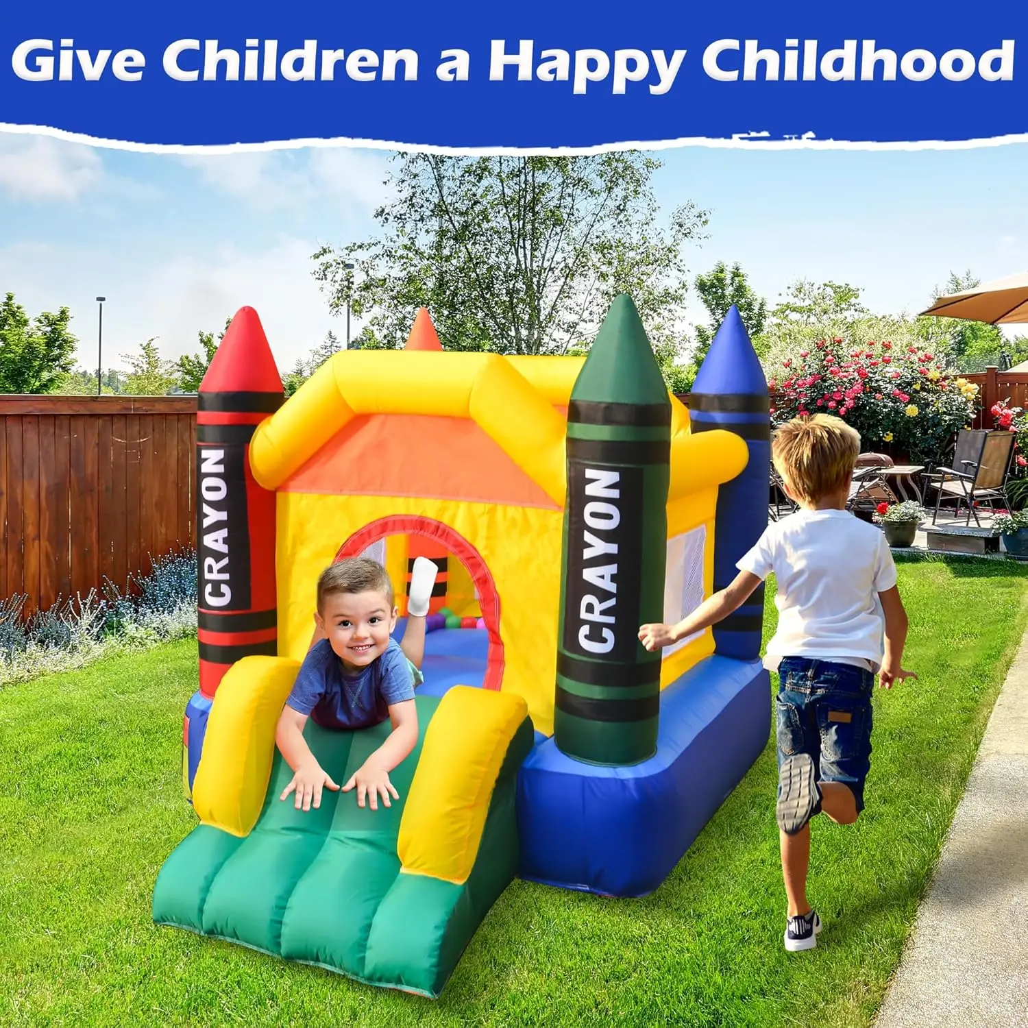 Mini casa inflable de rebote para exteriores e interiores con soplador, castillo para niños pequeños, casa hinchable para niños con tobogán, soplador de aire, bolsa de transporte