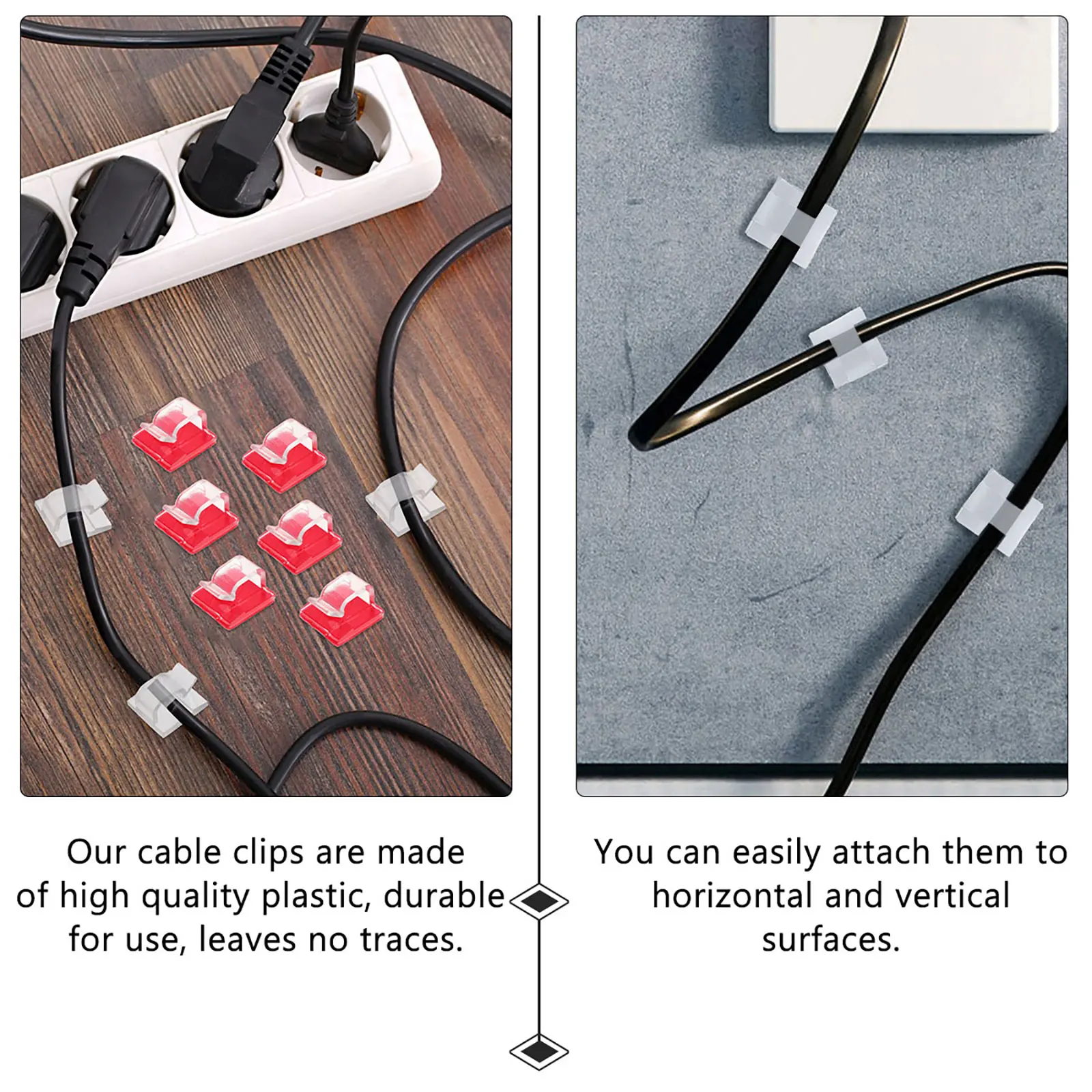 Organizzatore di cavi autoadesivo da 50 pezzi per cavi per cuffie Avvolgicavo in plastica Salvaspazio