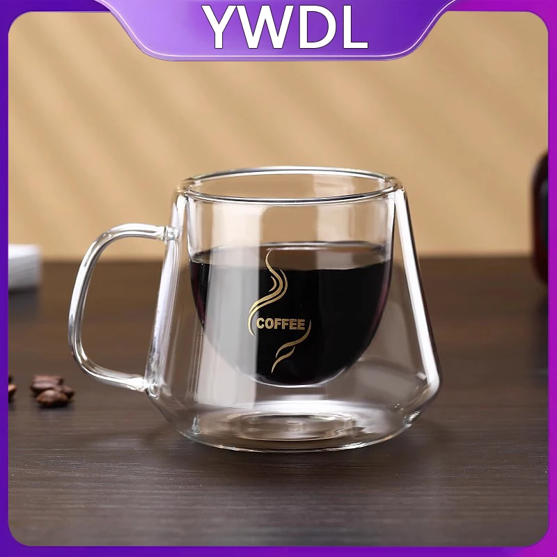 YWDL 180ml Double-Walled Heat-Resistant High Borosilicate Glass Coffee Cup Insulated Mug for Hot And Cold Beverages Tea Cup