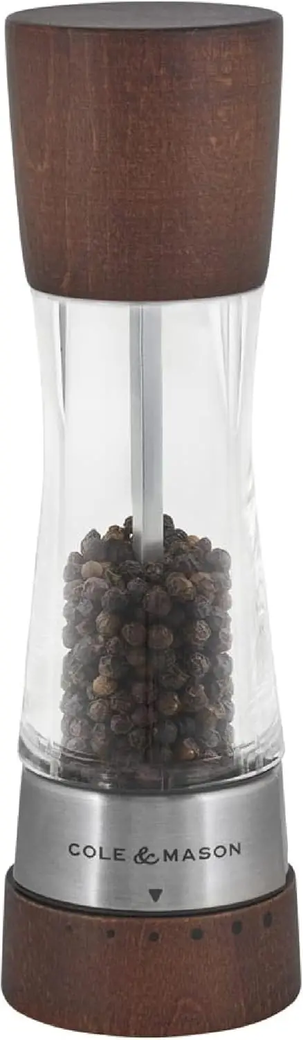 

Adjustable Pepper Mill Grinder, 6 Coarseness Levels, Refillable, Beech Wood Finish, Kitchen Seasoning Tool