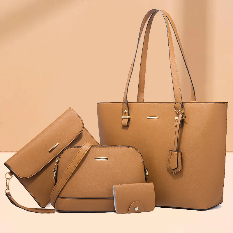 2024 New Large Capacity Fashionable Diagonal Four Piece Set Mother Bag Trendy Women'S Bag Retro Socialite Shoulder Handbag