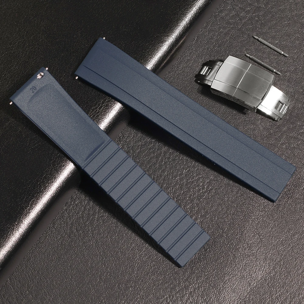 New Daytona Design CTS Fluororubber Watch Strap  20mm Quick Release Butterfly Buckle Watch Bands FKM Strap For Cut To Size