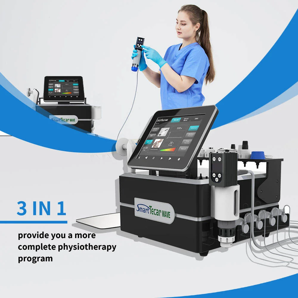 

3 in 1 Smart Tecar EMS Shockwave 448K Diathermy Pain Relief Machine Physiotherapy ED Treatment Body Rehabilitation Device
