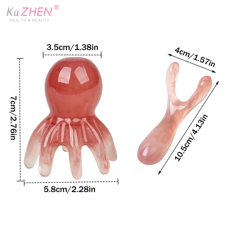 1/2 個タコの形をした頭の経絡経穴マッサージコーム広歯頭皮コーム背中首と背中の手動ディープマッサージツール