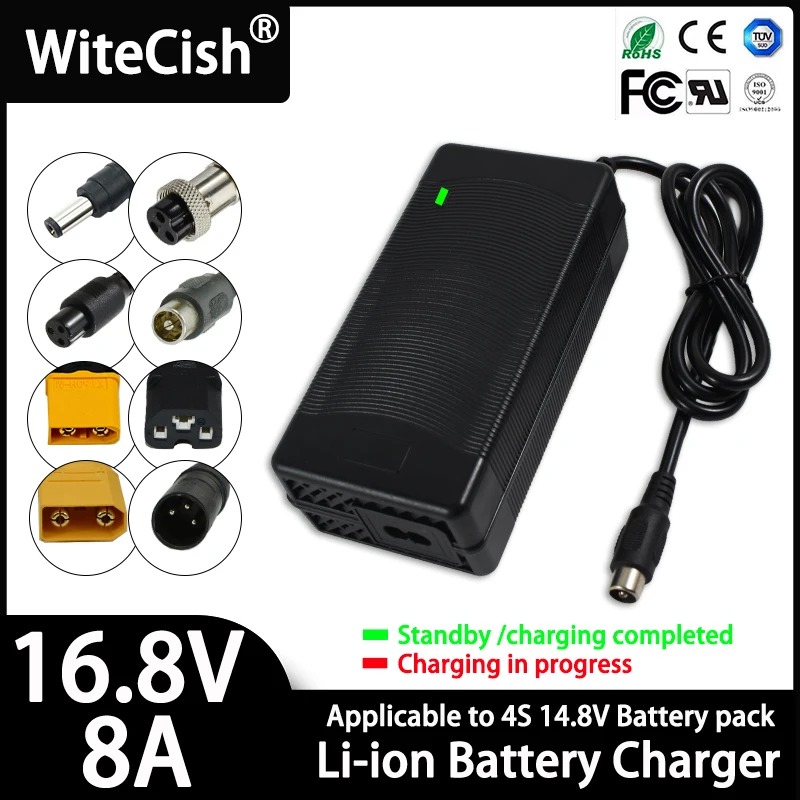 16.8V 8A Smart Li-ion Battery Charger 4S For 14.8V Polymer Lithium Battery Charger Input voltage 100-240V Selectable EU/US/AU/UK