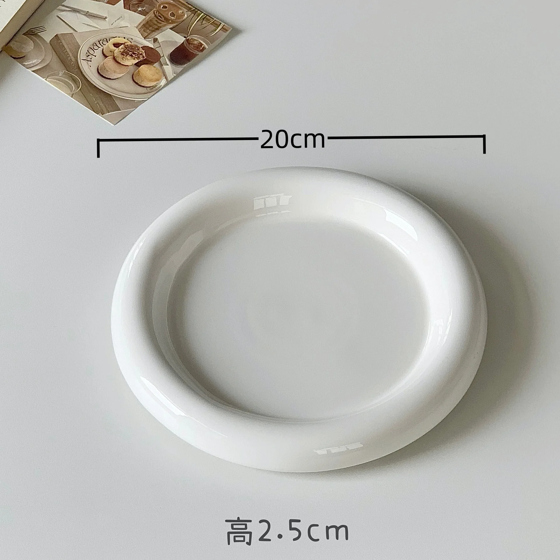 Ins Style Tableware Household High-end Pure White Dessert Plate Coffee Shop Pasta Plate Breakfast Red Christmas Color Plate