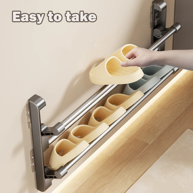 

Настенная полка для тапочек без сверления, двухуровневая, складная, для хранения обуви и тапочек