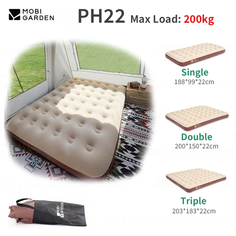

MOBI GARDEN надувной матрас из ПВХ 22 см, увеличивающий воздушные коврики для сна на открытом воздухе, кемпинга, влагостойкие портативные складные домашние подушки