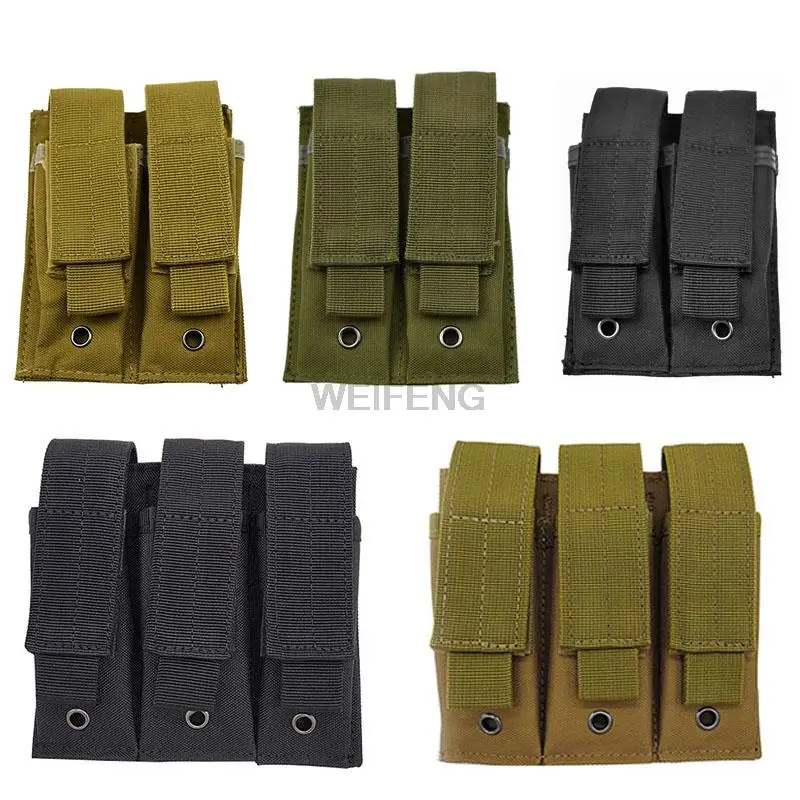 Hunting Molle 9mm Pistol Magazine Pouch Triple Double Mag Holster for Glock M9 SIG Cartridge Pouch Attachment Package