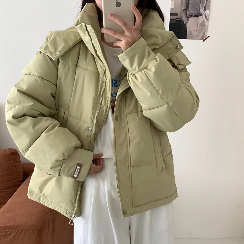 

Casual Parker Hooded Overcoat Women Cotton Jacket 2025 New Winter Fashionable Elegant Sweet System Short Women Cotton Jacket 696