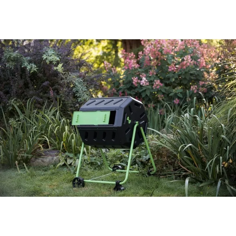 home.HOTFROG موبايل ثنائي الغرفة مع عجلات - صندوق سماد حديقة دوار خارجي (HF-IM4000-WK)
