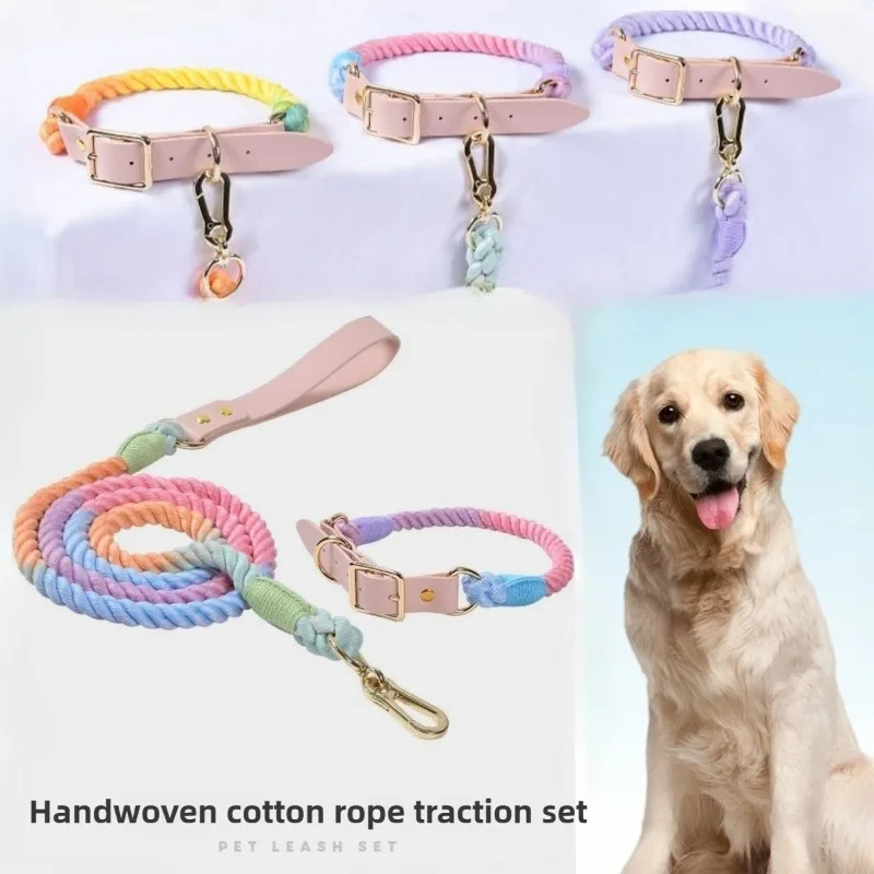

Dog Enough Collar Leather Medium Pet Collar Leather Adjustable Hand-woven Colored Pet Dog Lift Set Leather Dog Collar