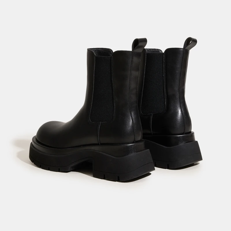 AIYUQI 2025 New Women's Chelsea Boots Thick-soled, round-toed Women Smokestack Boots Large, comfortable female booties