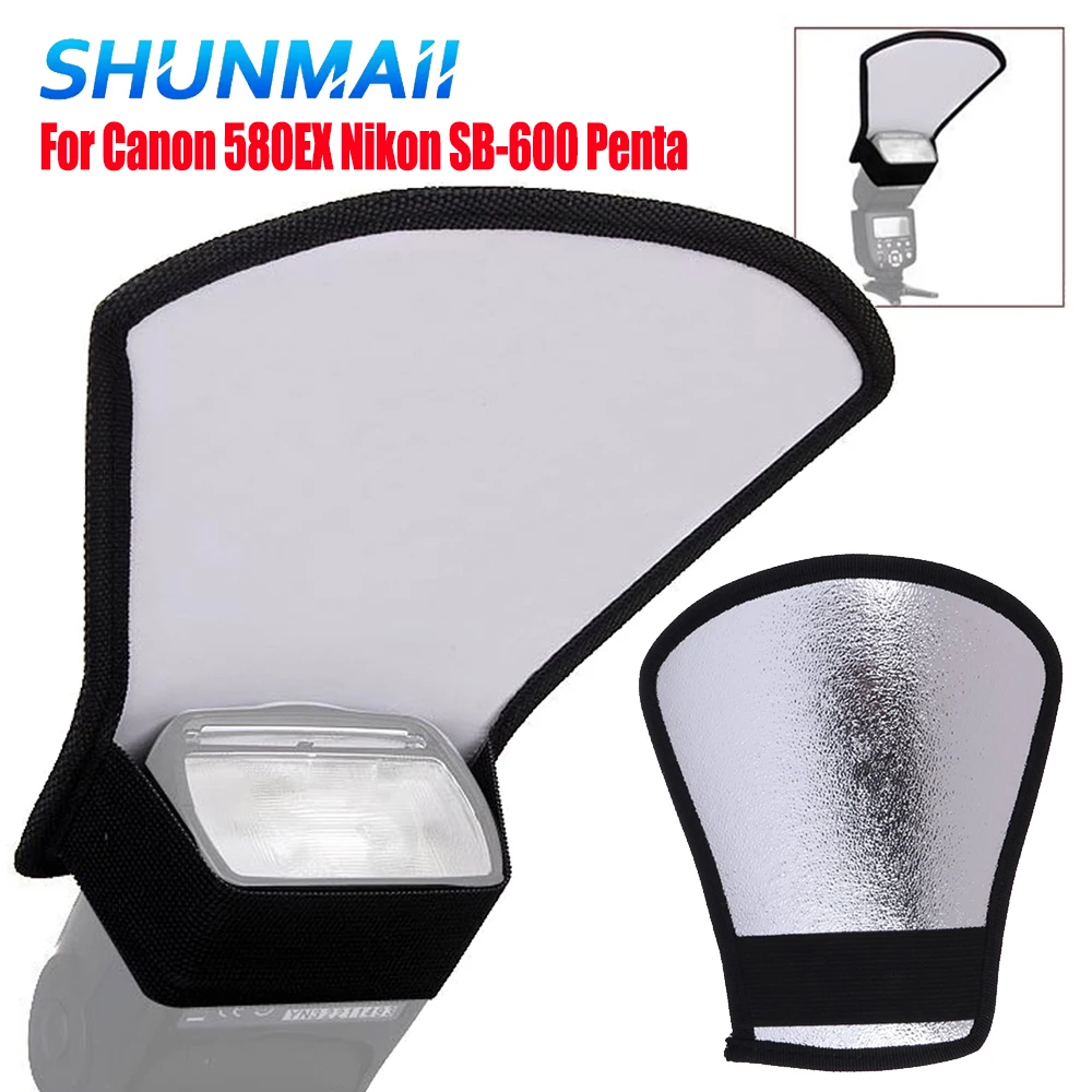 กล้องแฟลช Diffuser Softbox เงินและสีขาว Reflector แสงแฟลชสำหรับ Canon 580EX/สำหรับ Nikon SB-600/Metz/สำหรับกล้อง Sony
