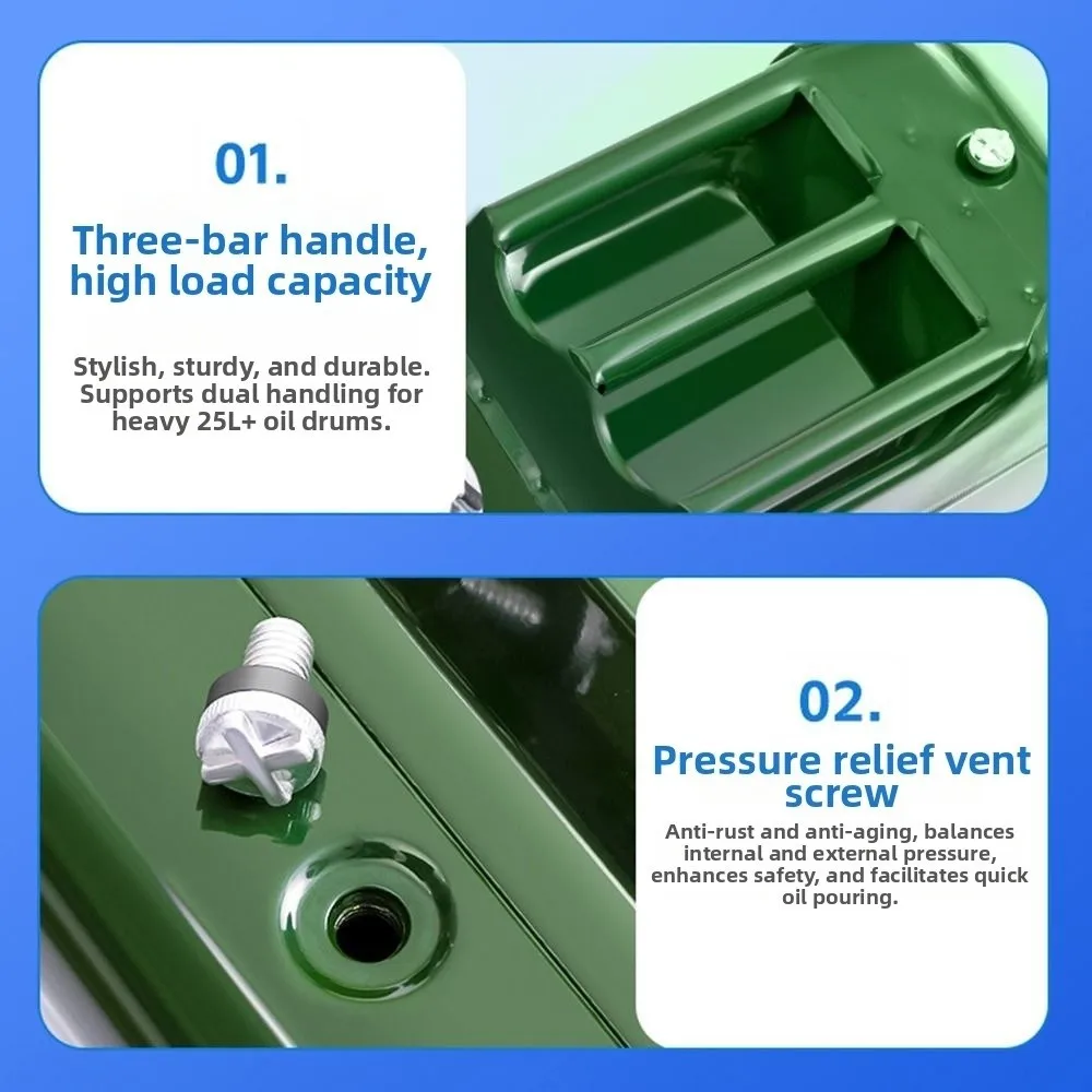 Portable 5L/10L/20L Oil Barrel Replacement Built-in Fuel Pipe Car Spare Fuel Tank Steel Thickened Refueling Barrel Outdoor