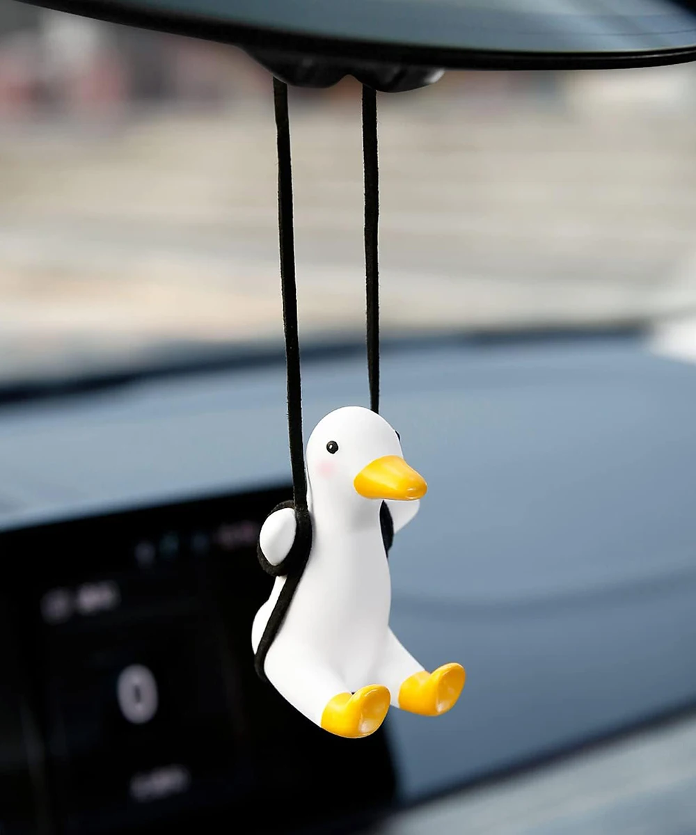 Super Cute Swinging Duck Car Mirror Hanging Ornament Car Interior Accessories (Duck), right