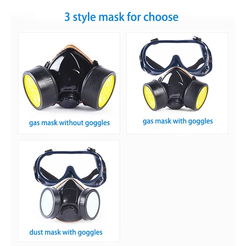 

BXA Dust Gas Mask Half Mask Safety Organic Chemical Dust Filter with PC Goggles PM2.5 Breathing Breathing Mask