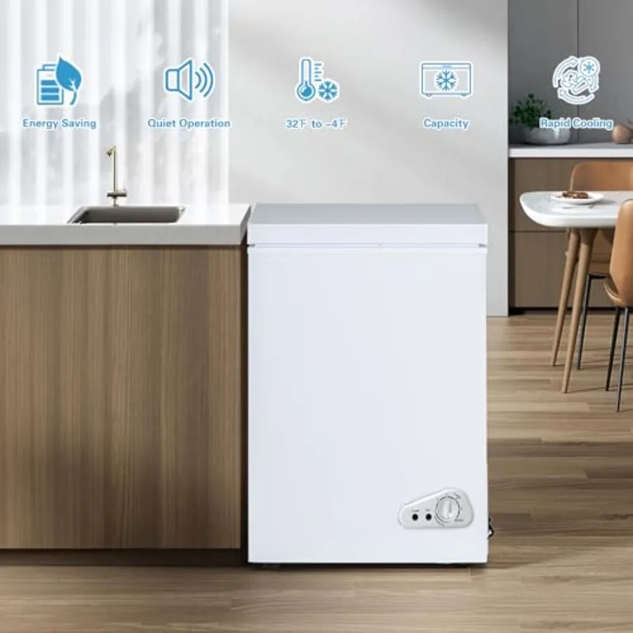 مدمج وفعال 5.0 مكعب. فريزر عميق صغير قدم مع درجة حرارة قابلة للتعديل للاستخدام المنزلي أو المكتب وأداء تبريد سريع