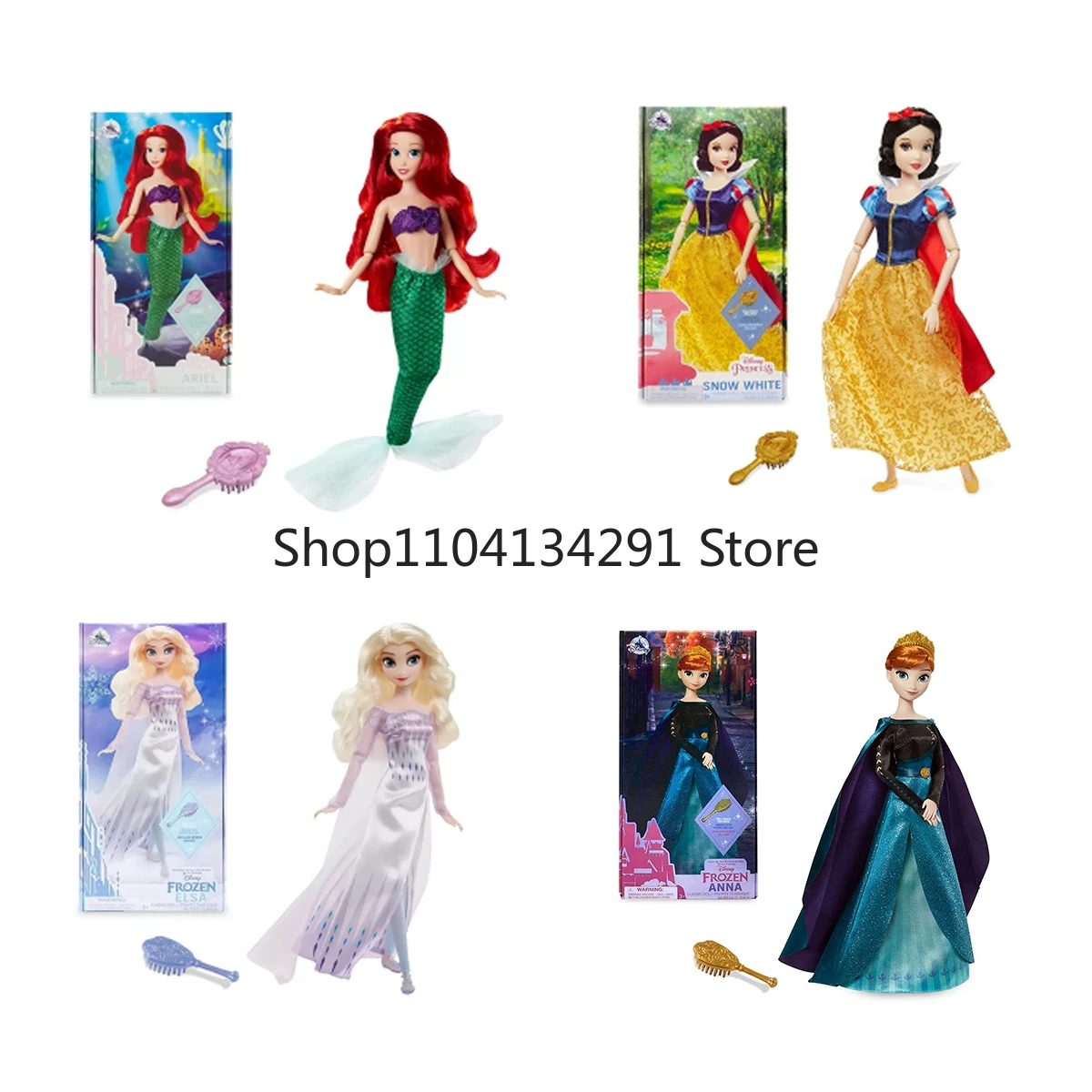 

Disney Frozen Princess Snow White Ariel The Little Mermaid Elsa The Snow Queen Classic Fashions Doll Action Figure Children Toys