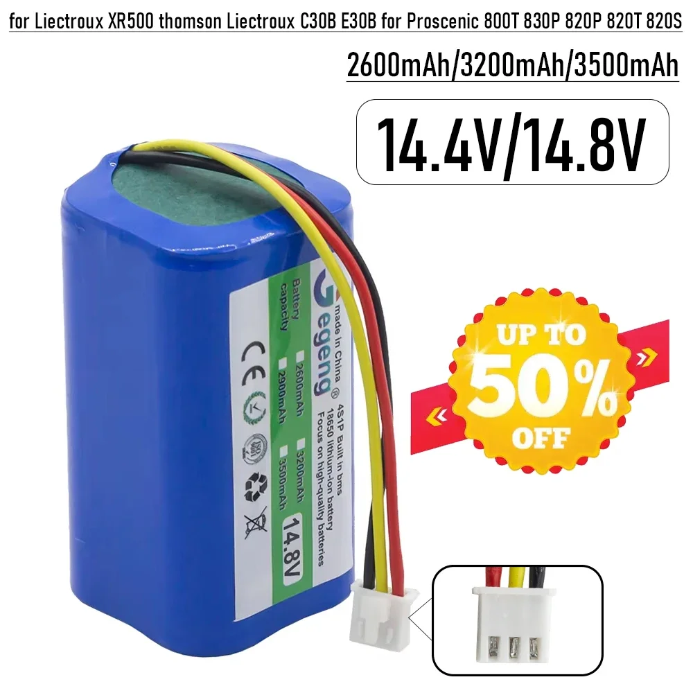 Batería de 14,8 V 3500mAh para aspiradora Liectroux XR500 thomson Liectroux C30B E30B para Proscenic 800T 830P 820P 820T 820S